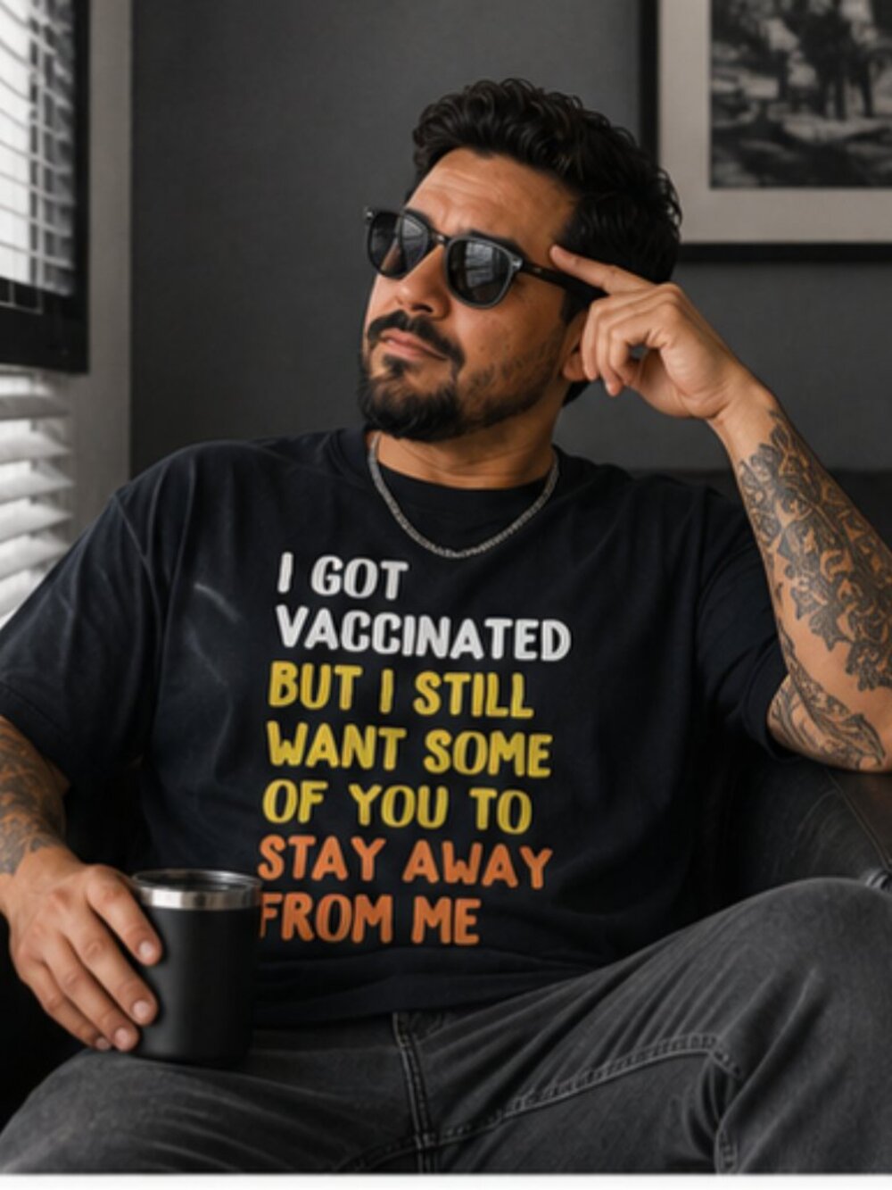 Vaccinated Graphic Tee Black XL